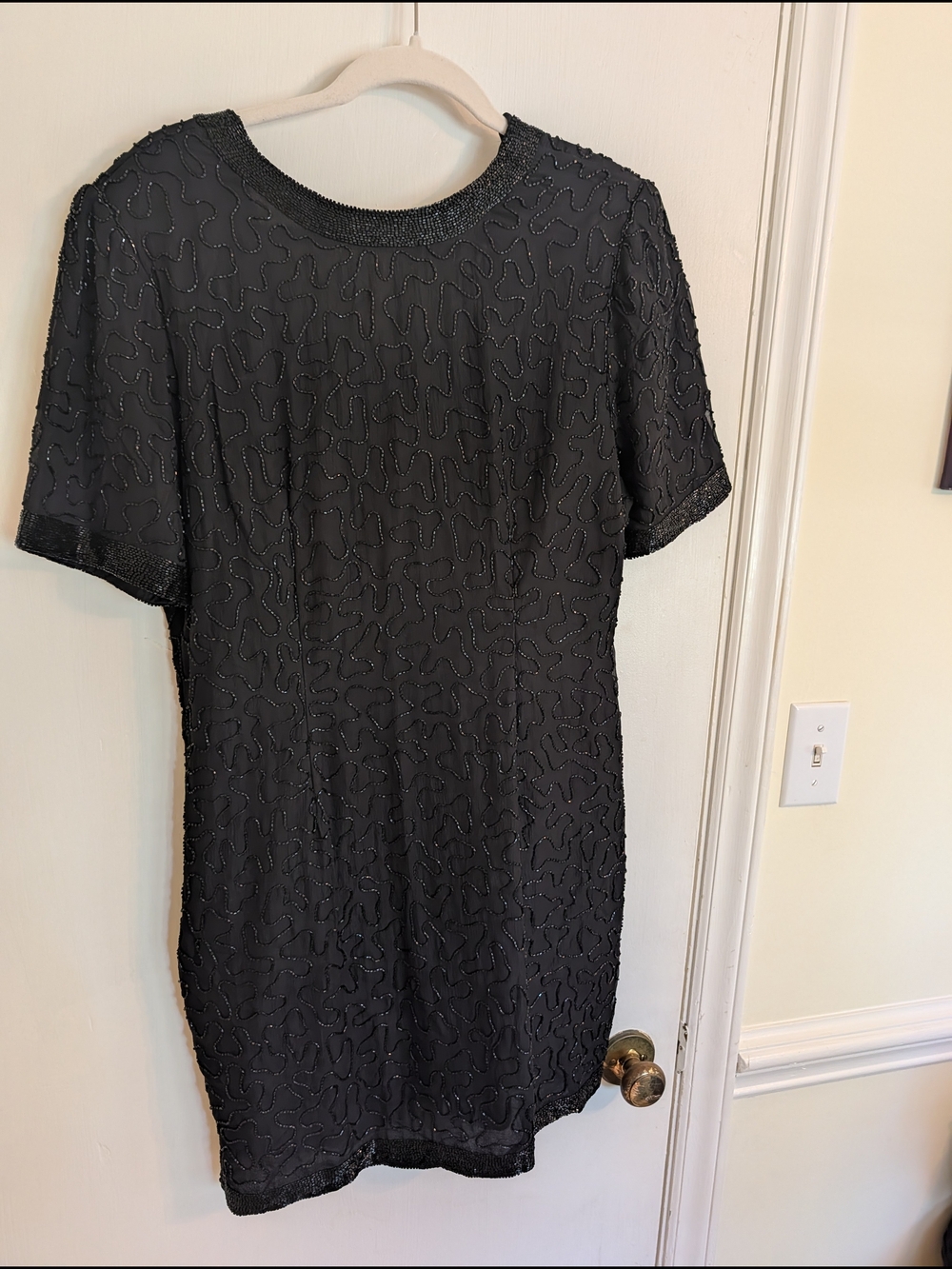 Classic Black Silk Beaded Women's Dress